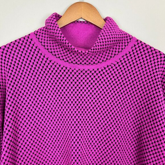 Elena Wang Sweater Womens Large Purple -Pink Textured High Neck Long Sleeve Knit - Picture 3 of 9